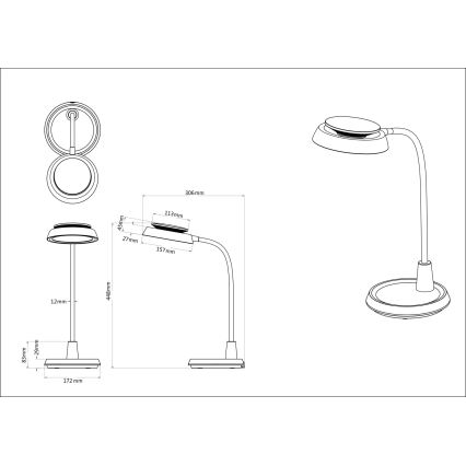 Globo - LED zatemnjiva namizna svetilka na dotik LED/12W/230V 3000/4000/6500K bela