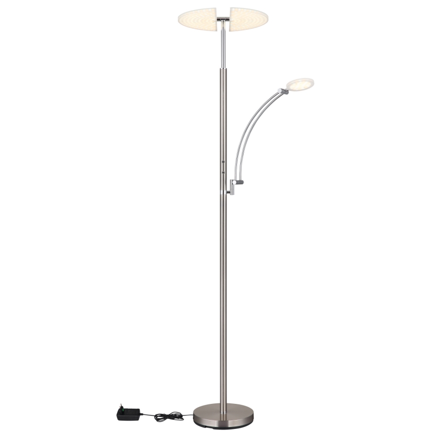 Globo - LED stoječa svetilka z zatemnjevanjem, LED/40W/230V + LED/5,5W, 2700/4000/6000K, mat krom