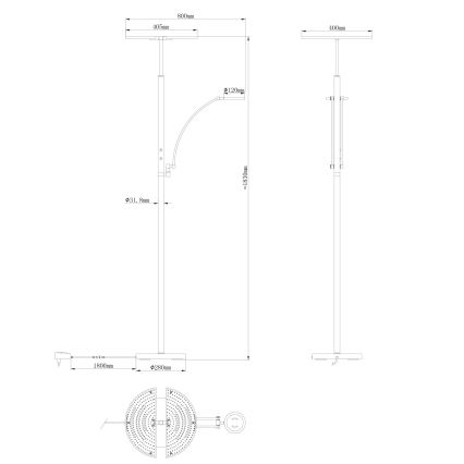 Globo - LED stoječa svetilka z zatemnjevanjem, LED/40W/230V + LED/5,5W, 2700/4000/6000K, mat krom