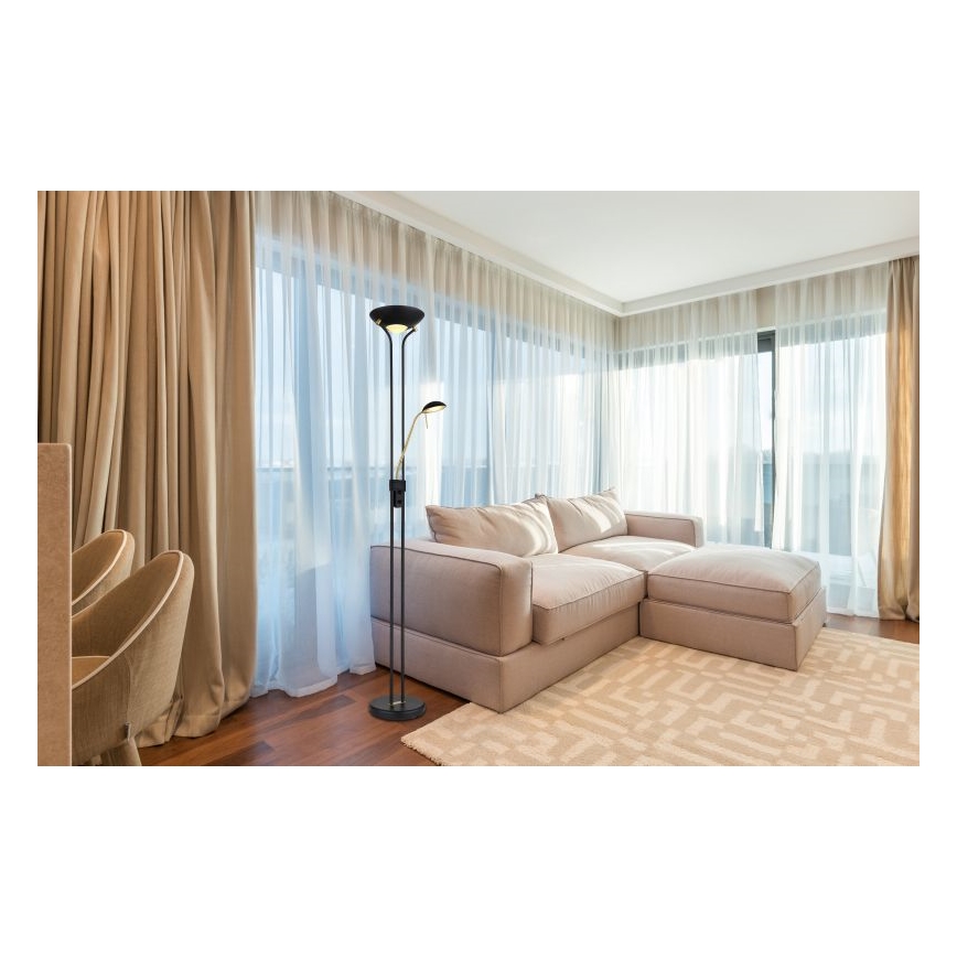 Globo - LED nastavljiva stoječa svetilka LED/20W/230V + LED/5,5W 3000K črna/zlata