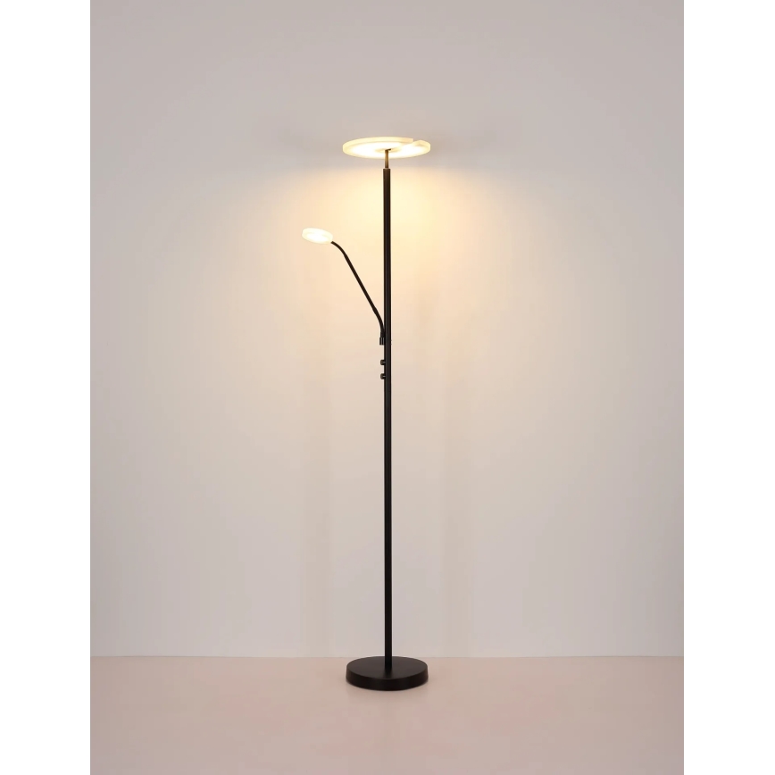 Globo - LED zatemnjevalna stoječa svetilka LED/28W/230V + LED/5W 3000K črna