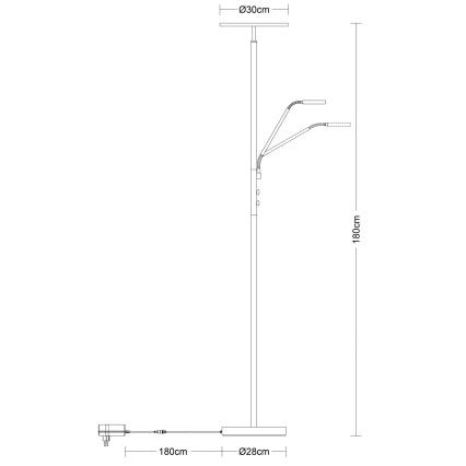 Globo - LED zatemnjevalna stoječa svetilka LED/28W/230V + LED/5W 3000K črna
