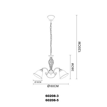 Globo - Lestenec na verigi 3xE27/60W/230V