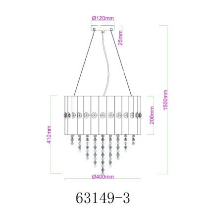 Globo - Lestenec na vrvici 3xE27/40W/230V pr. 40 cm