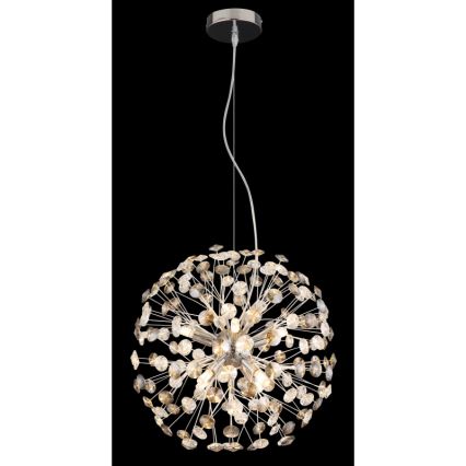 Globo - LED viseči lestenec z jekleno vrvico 8xG9/3,5W/230V sijajni krom