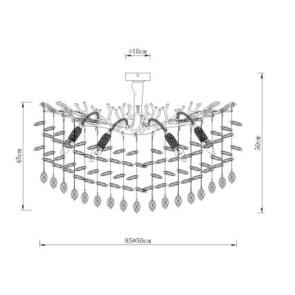 Globo - Lestenec na palici 7xE14/40W/230V, zlate barve