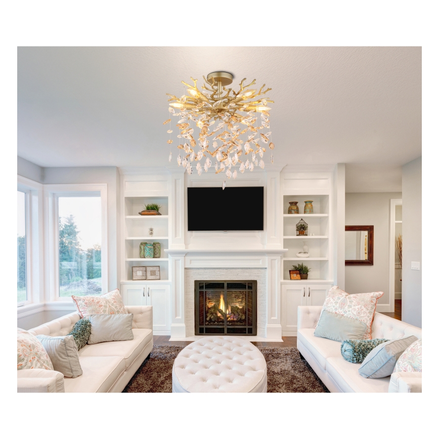 Globo - Lestenec na palici 6xE14/40W/230V v zlati barvi