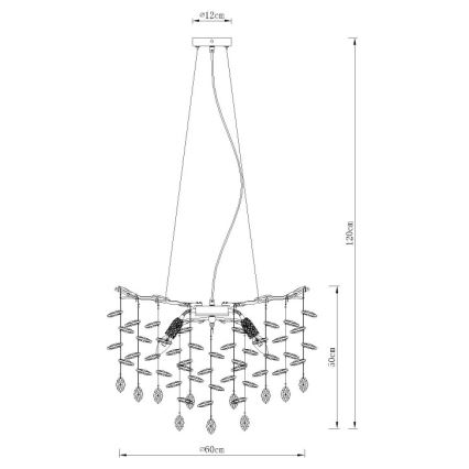 Globo - Viseči lestenec s kablom 8xE14/40W/230V srebrn
