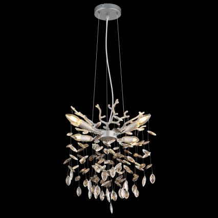 Globo - lestenec na jeklenem lanku 4xE14/40W/230V srebrn