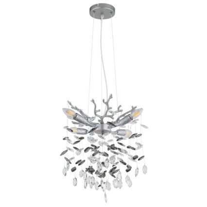 Globo - lestenec na jeklenem lanku 4xE14/40W/230V srebrn