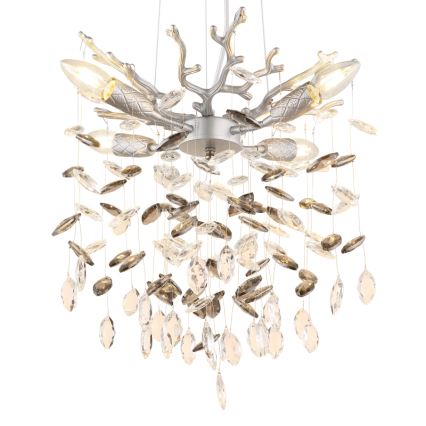 Globo - lestenec na jeklenem lanku 4xE14/40W/230V srebrn