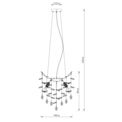 Globo - lestenec na jeklenem lanku 4xE14/40W/230V srebrn