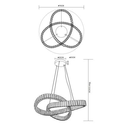 Globo - LED zatemnitvena viseča svetilka na vrvici LED/110W/230V 2700-6000K premer 78 cm + daljinski upravljalnik