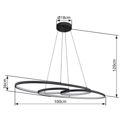 Globo - LED lestenec na vrvici LED/39W/230V 2700/4000/6500K