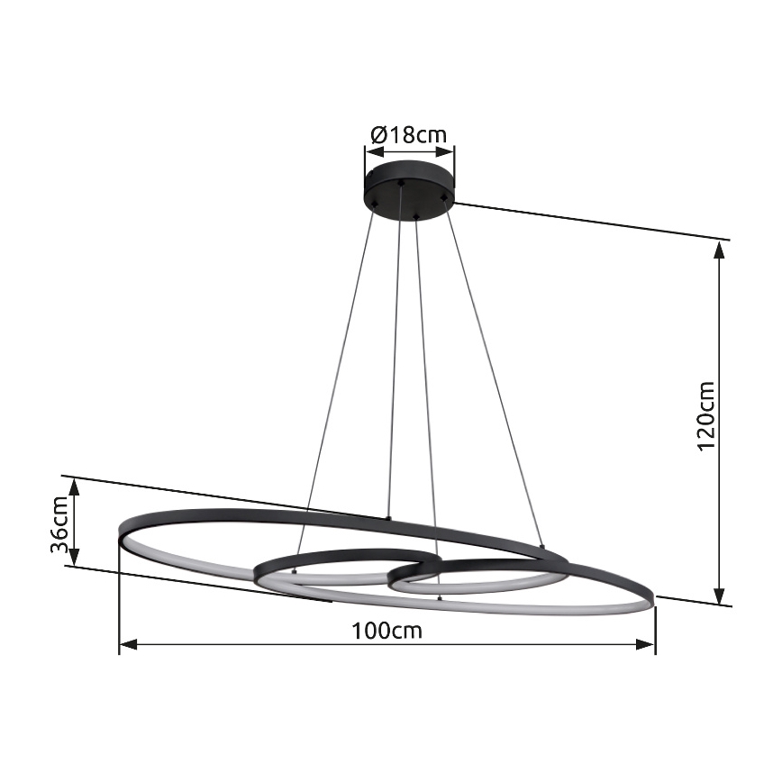 Globo - LED lestenec na vrvici LED/39W/230V 2700/4000/6500K