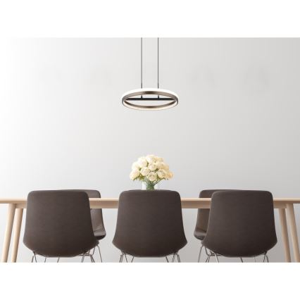 Globo - LED Lestenec na vrvici LED/40W/230V 3000/4000/6000K pr. 39,7 cm rjava