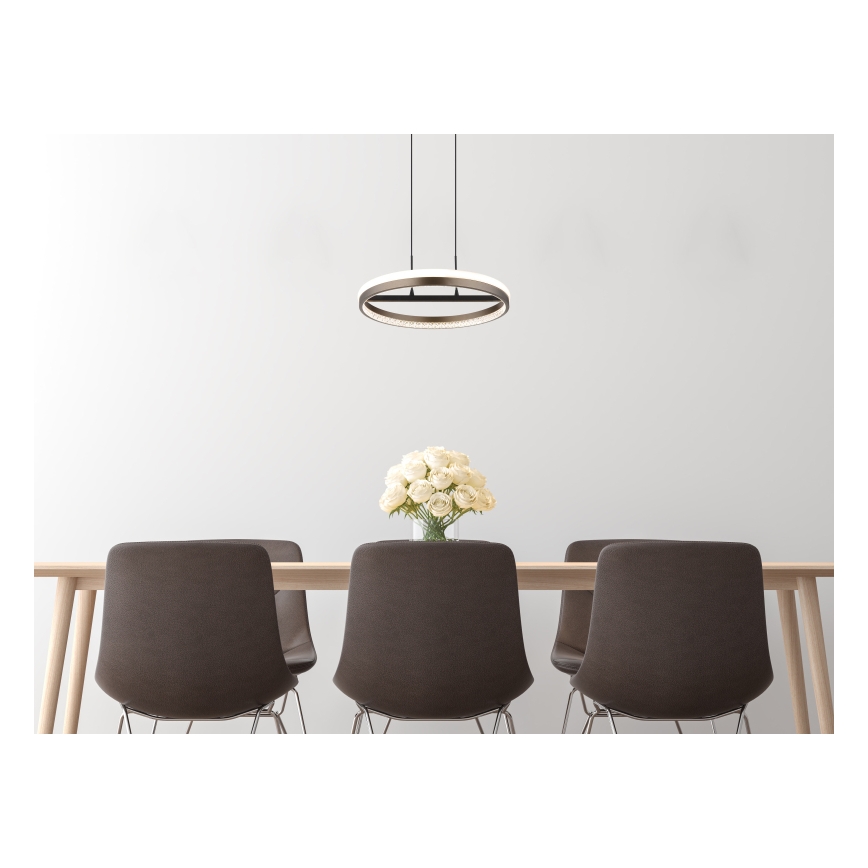 Globo - LED Lestenec na vrvici LED/40W/230V 3000/4000/6000K pr. 39,7 cm rjava
