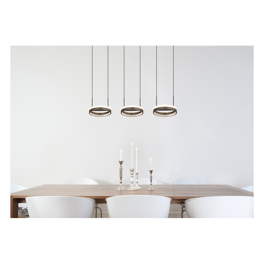 Globo - LED Lestenec na vrvici LED/40W/230V 3000/4000/6000K rjava