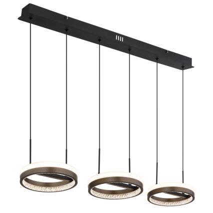 Globo - LED Lestenec na vrvici LED/40W/230V 3000/4000/6000K rjava