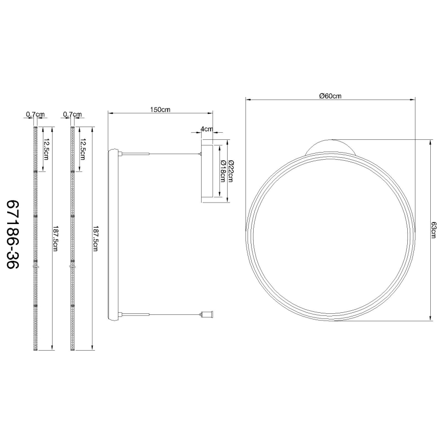 Globo - LED Zatemnitveni lestenec na vrvici LED/36W/230V 2700-6000K črna + Daljinski upravljalnik