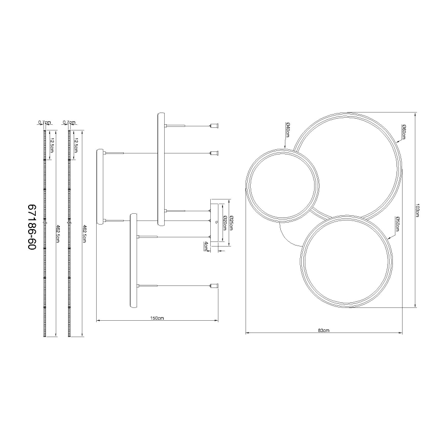 Globo - LED Zatemnitveni lestenec na vrvici LED/55W/230V 2700-6000K črna + Daljinski upravljalnik