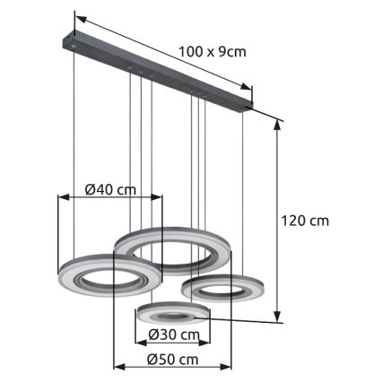 Globo - LED Zatemnitveni lestenec na vrvici LED/80W/230V 2700-6000K črna + Daljinski upravljalnik