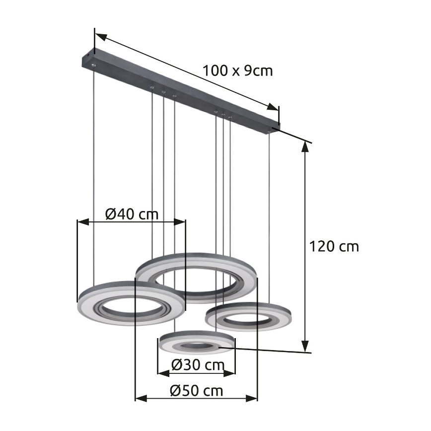 Globo - LED Zatemnitveni lestenec na vrvici LED/80W/230V 2700-6000K črna + Daljinski upravljalnik