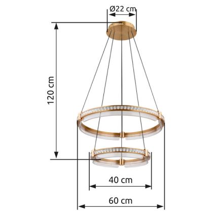 Globo - LED Zatemnitveni kristalni lestenec na vrvici LED/78W/230V 2700K-6000K + Daljinski upravljalnik