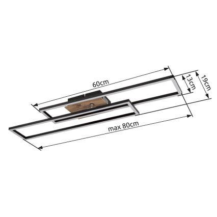 Globo - LED Stropna svetilka LED/30W/230V 3000K 60x80 cm črna