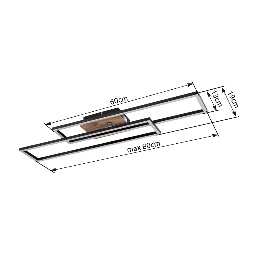 Globo - LED Stropna svetilka LED/30W/230V 3000K 60x80 cm črna