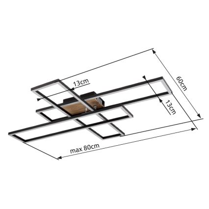 Globo - LED Stropna svetilka LED/40W/230V 3000K 60x80 cm črna