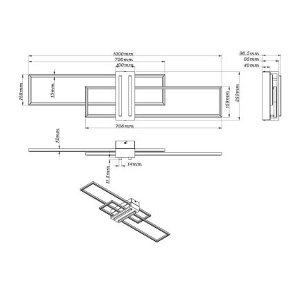 Globo - LED Stropna svetilka LED/40W/230V 3000K 25x100 cm črna
