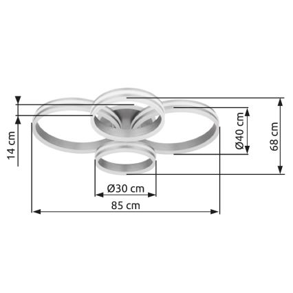 Globo - LED zatemnitvena stropna svetilka LED/90W/230V 2700-6000K 68x85 cm + daljinski upravljalnik