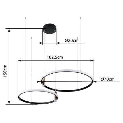 Globo - LED Zatemnitveni lestenec na vrvici LED/55W/230V 2700-6000K črna + Daljinski upravljalnik