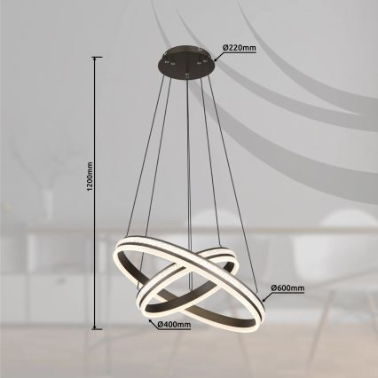 Globo - LED Zatemnitveni lestenec na vrvici LED/60W/230V 2700K-6000K + Daljinski upravljalnik