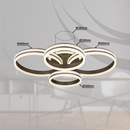 Globo - LED Zatemnitvena stropna svetilka LED/90W/230V 2700K-6000K + Daljinski upravljalnik