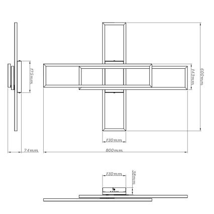 Globo - stropna LED svetilka, 55 W, 230 V, 3000 K, 80x60 cm