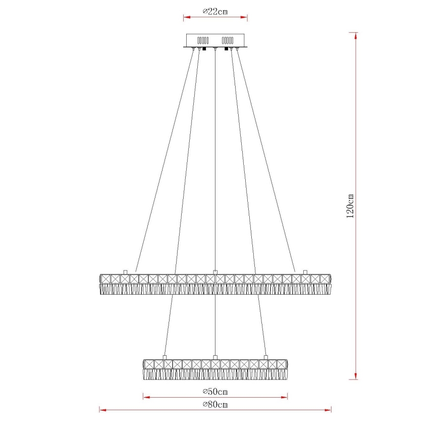 Globo - LED viseči lestenec na kablu z možnostjo zatemnitve LED/72W/230V 2700-6000K, prozorno steklo + daljinski upravljalnik