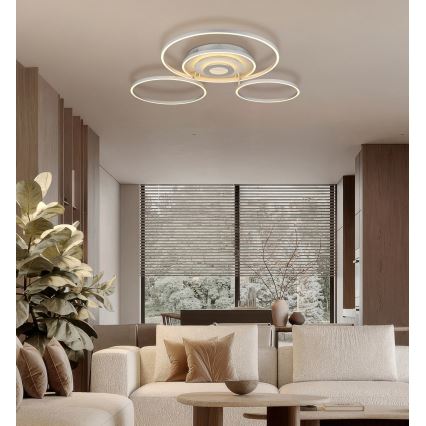 Globo - LED zatemnjivo stropno svetilo LED/60W/230V 2700-6500K 80,8x99,2 cm srebrno + daljinski upravljalnik