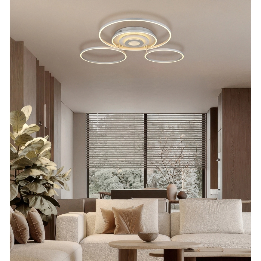 Globo - LED zatemnjivo stropno svetilo LED/60W/230V 2700-6500K 80,8x99,2 cm srebrno + daljinski upravljalnik