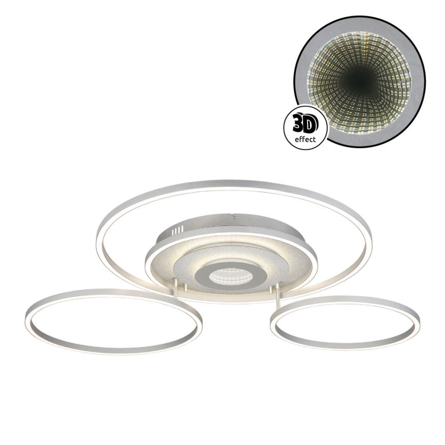 Globo - LED zatemnjivo stropno svetilo LED/60W/230V 2700-6500K 80,8x99,2 cm srebrno + daljinski upravljalnik