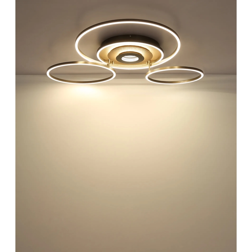 Globo - Zatemnjivo LED stropno svetilo LED/60W/230V 2700-6500K 80,8x99,2 cm medenina + daljinski upravljalnik