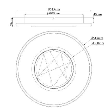 Globo - LED stropna svetilka LED/40W/230V, 3000/4000/6000K, premer 51,5 cm, črna