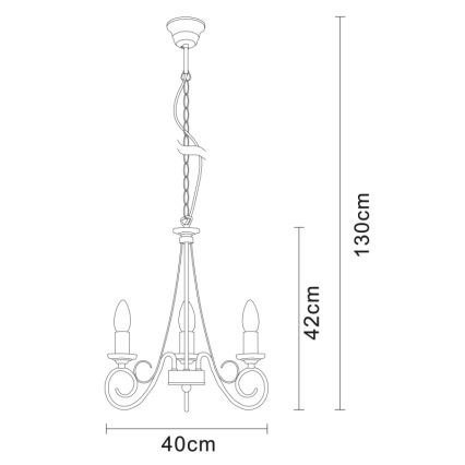 GLOBO 69003-3 - Lestenec na verigi TRUNCATUS 3xE14/40W/230V