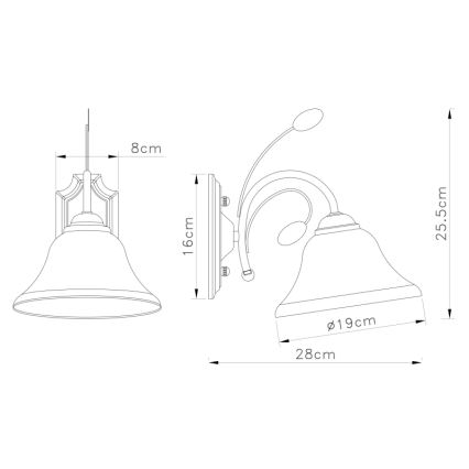 Globo 69007-1W - Stenska svetilka POKOMPLETS 1xE27/60W/230V