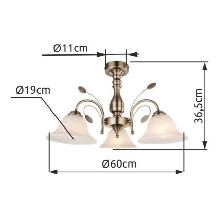 Globo 69007-3 - Stropna svetilka POKOMPLETS 3xE27/60W/230V
