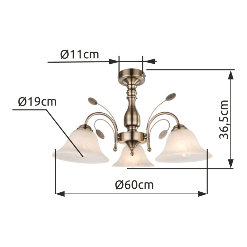 Globo 69007-3 - Stropna svetilka POKOMPLETS 3xE27/60W/230V