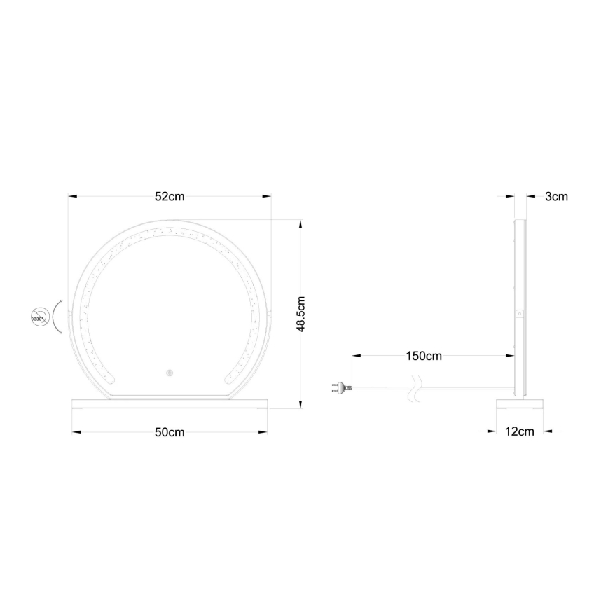 Globo - LED Zatemnitveno stensko ogledalo z osvetlitvijo LED/10W/230V 2700/4000/6500K 12x48,5 cm
