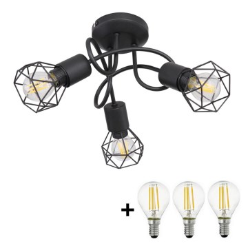 Globo - LED Lestenec 3xE14/6W/230V črna