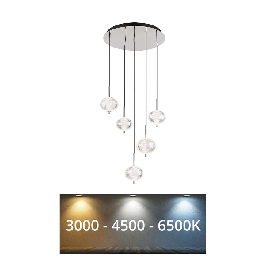 Globo - LED Lestenec na vrvici 5xLED/6,6W/230V 3000/4500/6500K